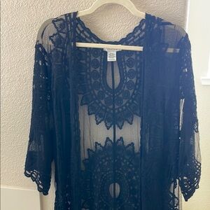 Black Lace Kimono Cardigan